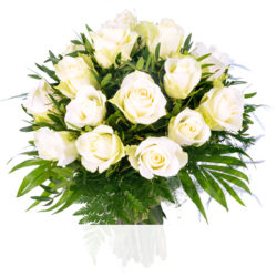 Blumen und Präsente von 123Blumenversand. Angebot "Weißer Rosenstrauß" ab 39.90 zzgl. Lieferung.