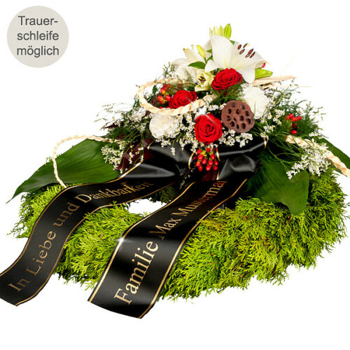 Blumen und Präsente von FloraPrima. Angebot "Trauerkranz mit roten Rosen und weißen Lilien" ab 79.99 zzgl. Lieferung.